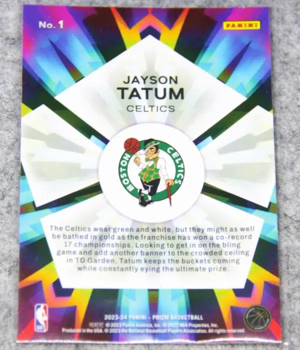 2023-24 Jayson Tatum #1 Panini Prizm Kaleidoscope - back