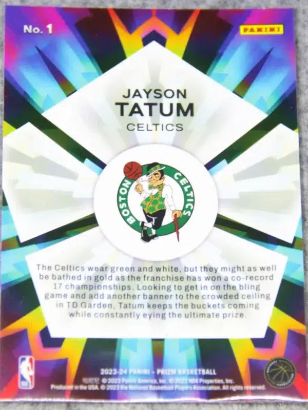 2023-24 Jayson Tatum #1 Panini Prizm Kaleidoscope - back