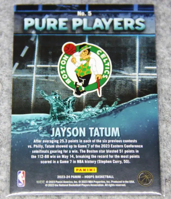 2023-24 Jayson Tatum #5 Panini NBA Hoops Pure Players - back