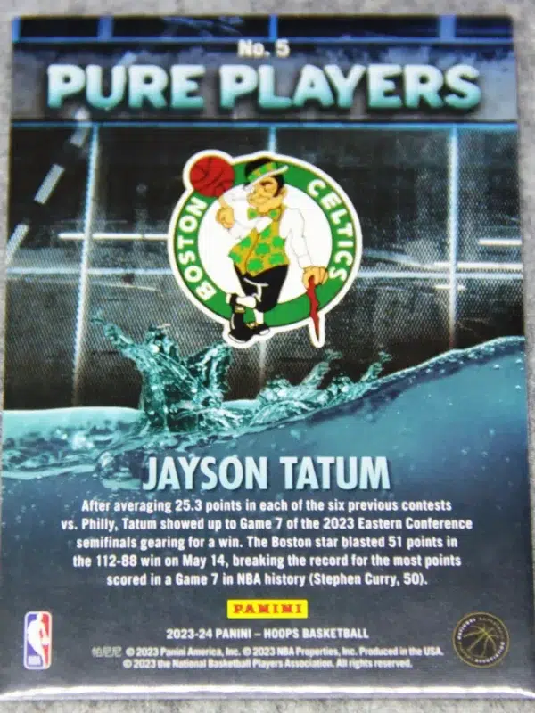 2023-24 Jayson Tatum #5 Panini NBA Hoops Pure Players - back