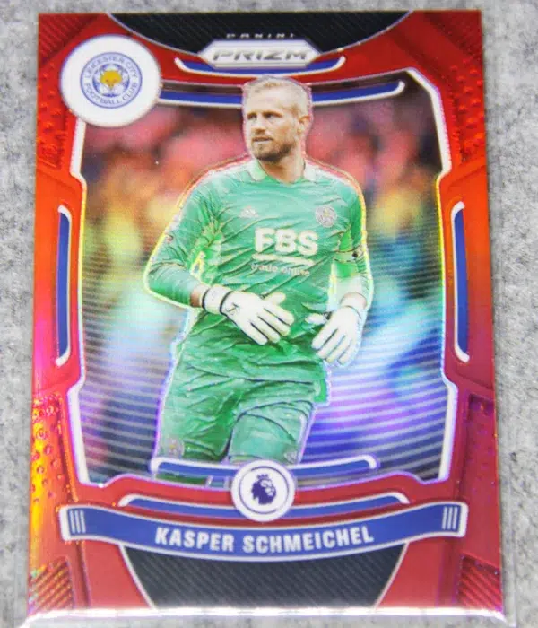 2023-24 Kasper Schmeichel #16 Panini Prizm Premier League Red Prizm SN#33 - front