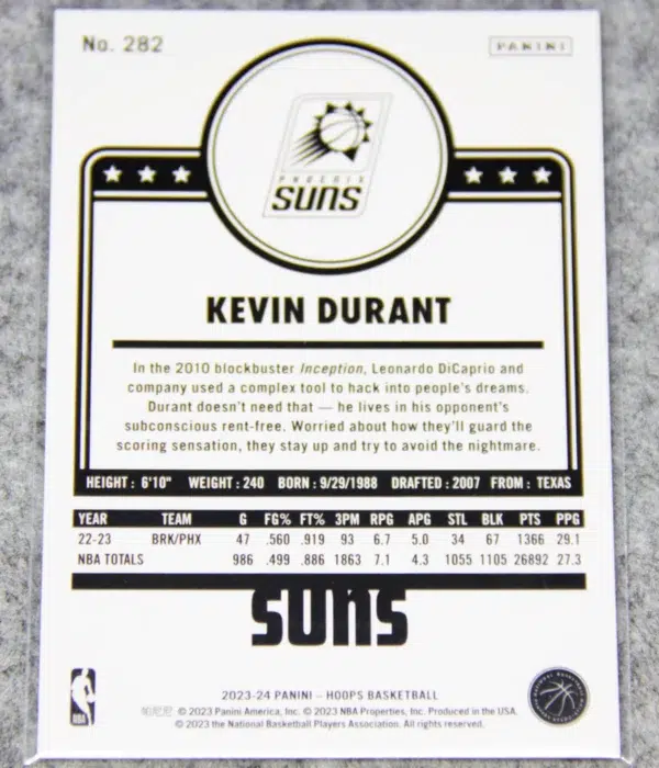 2023-24 Kevin Durant #282 Panini NBA Hoops - back