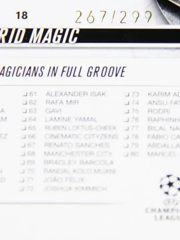 2023-24 Madrid Magic #18 Topps UEFA CC Title Winners Purple Foilboard Refractor SN#267 - detail