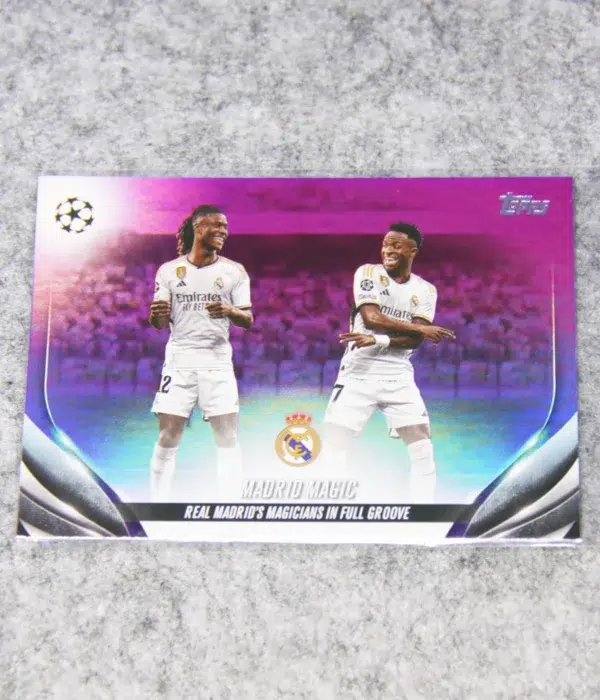 2023-24 Madrid Magic #18 Topps UEFA CC Title Winners Purple Foilboard Refractor SN#267 - front