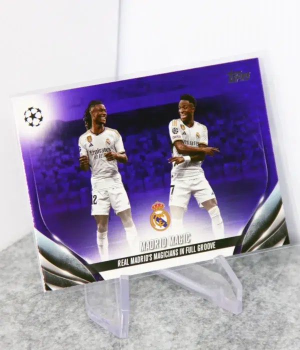 2023-24 Madrid Magic #18 Topps UEFA CC Title Winners Purple Foilboard Refractor SN#267 - stand