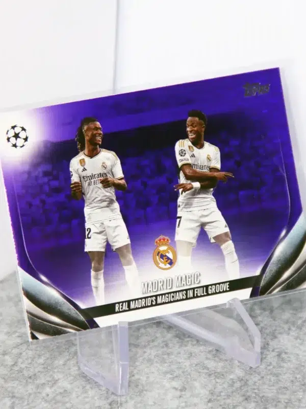 2023-24 Madrid Magic #18 Topps UEFA CC Title Winners Purple Foilboard Refractor SN#267 - stand