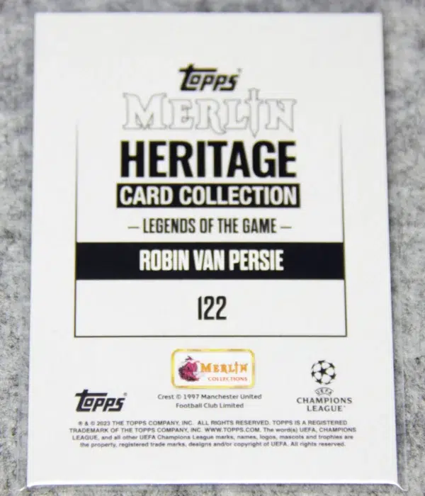2023-24 Robin van Persie #122 Topps Merlin UEFA CL Heritage Legends of the Game Purple SN#38 - back
