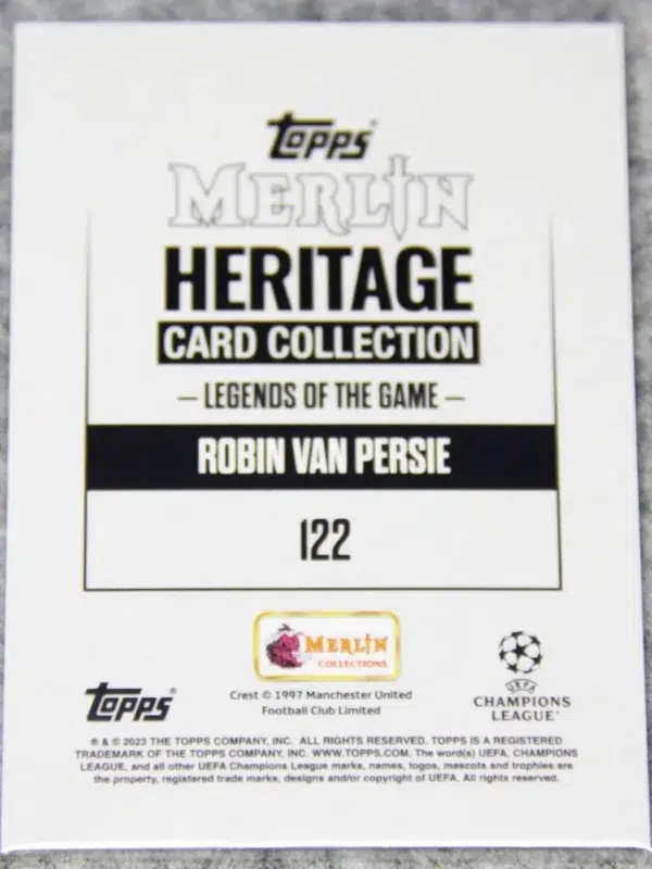 2023-24 Robin van Persie #122 Topps Merlin UEFA CL Heritage Legends of the Game Purple SN#38 - back