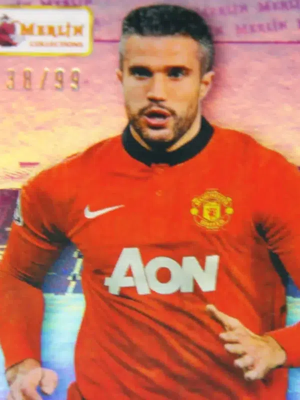 2023-24 Robin van Persie #122 Topps Merlin UEFA CL Heritage Legends of the Game Purple SN#38 - detail