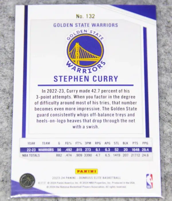 2023-24 Stephen Curry #132 Panini Donruss Elite Orange Parallel - back