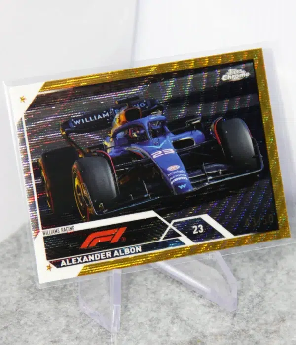 2023 Alexander Albon #117 Topps Chrome F1 Gold Wave Refractor SN#43 - stand