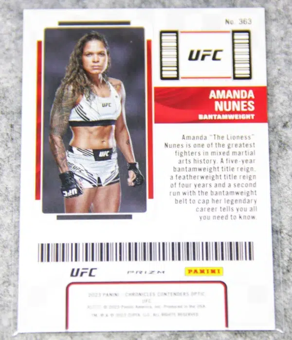 2023 Amanda Nunes #363 Panini Chronicles Contenders Optic Silver Prizm - back