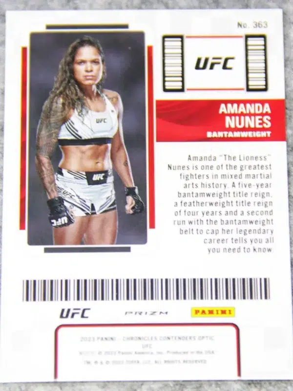 2023 Amanda Nunes #363 Panini Chronicles Contenders Optic Silver Prizm - back