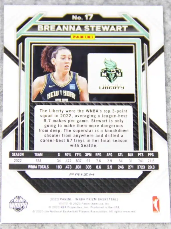 2023 Breanna Stewart #17 Panini WNBA Prizm Ruby Wave Prizm - back
