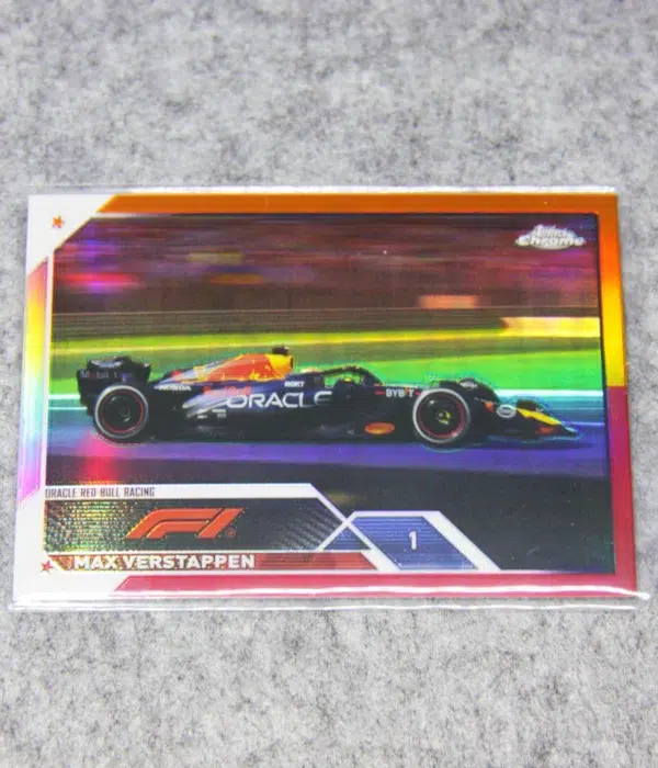 2023 Max Verstappen #1 Topps Chrome F1 Orange Red Refractor - front