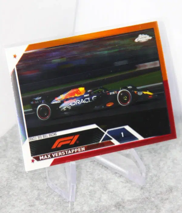 2023 Max Verstappen #1 Topps Chrome F1 Orange Red Refractor - stand