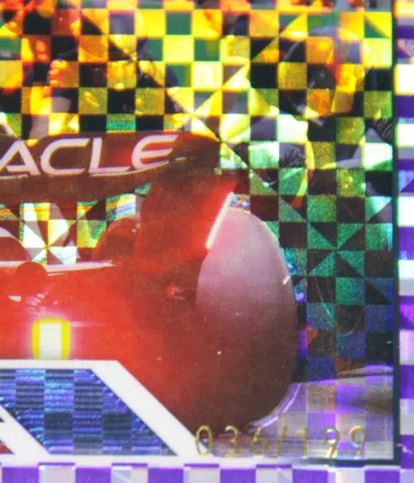 2023 Oracle Red Bull Racing #188 Topps Chrome F1 Award Winners Purple Checker Flag Refractor SN#36 - detail