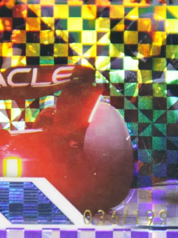 2023 Oracle Red Bull Racing #188 Topps Chrome F1 Award Winners Purple Checker Flag Refractor SN#36 - detail