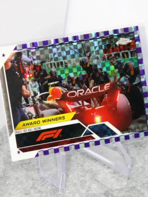 2023 Oracle Red Bull Racing #188 Topps Chrome F1 Award Winners Purple Checker Flag Refractor SN#36 - stand