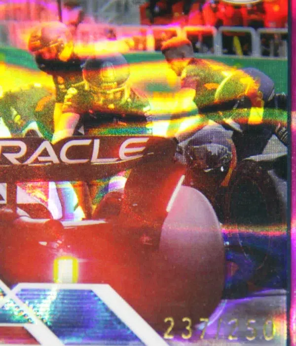 2023 Oracle Red Bull Racing #188 Topps F1 Award Winners Pink Lava Refractor SN#237 - detail