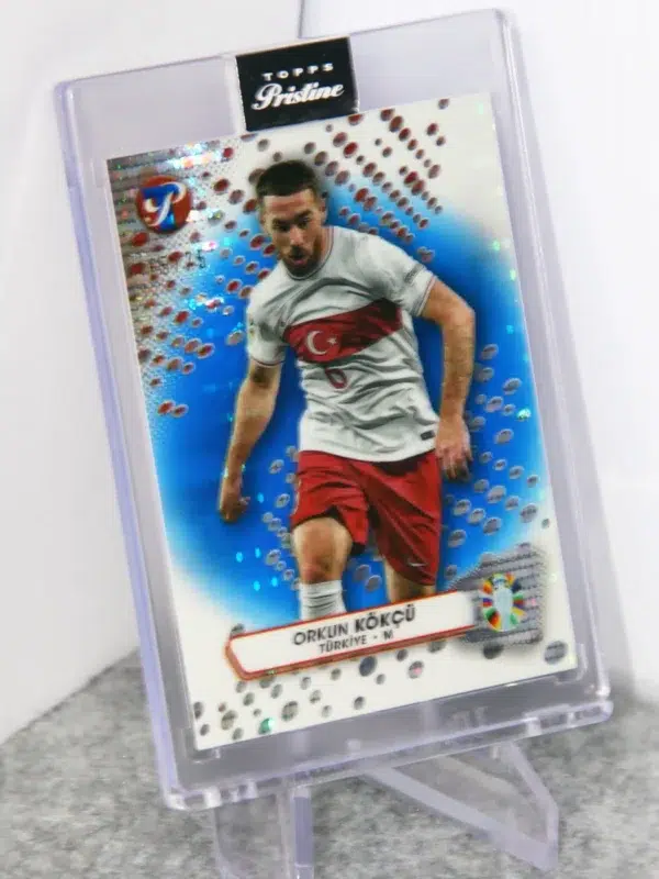 2023 Orkun Kokcu #102 Topps Pristine UEFA Road to 2024 Euro Blue Refractor SN#65 - stand