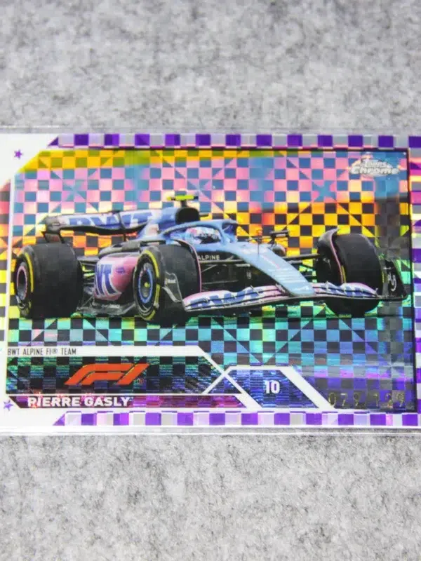 2023 Pierre Gasly #54 Topps Chrome F1 Purple Checker Flag Refractor SN#79 - front