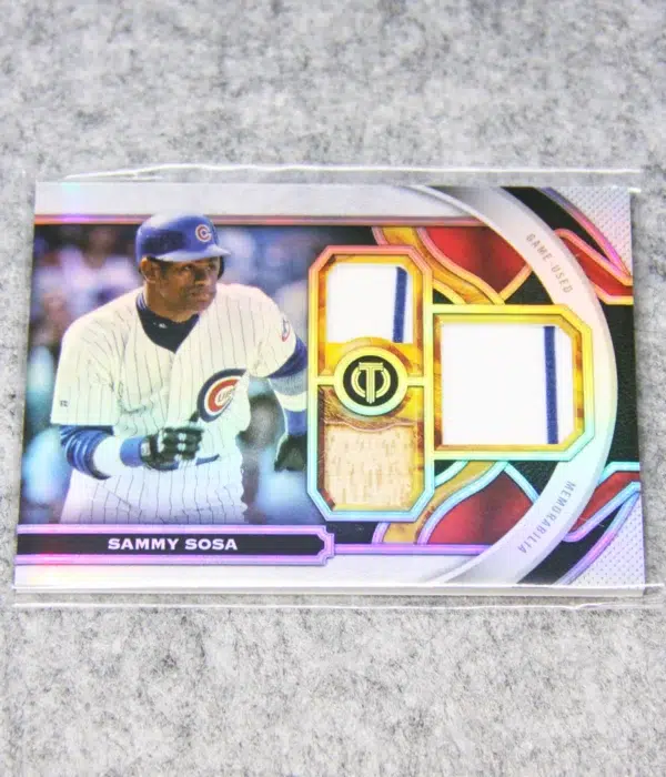 2023 Sammy Sosa #TR-SS Topps Tribute Game Used Triple Relic Bat Patch Relic SN#135 - front