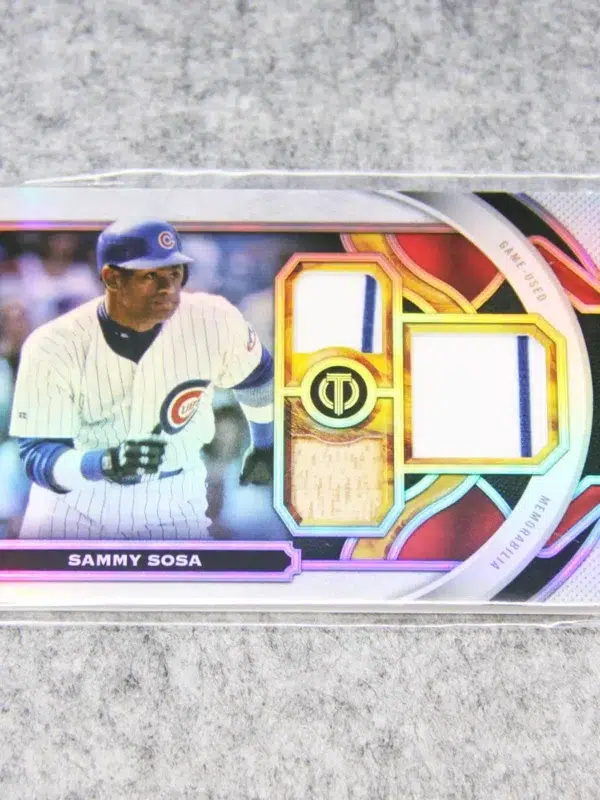 2023 Sammy Sosa #TR-SS Topps Tribute Game Used Triple Relic Bat Patch Relic SN#135 - front