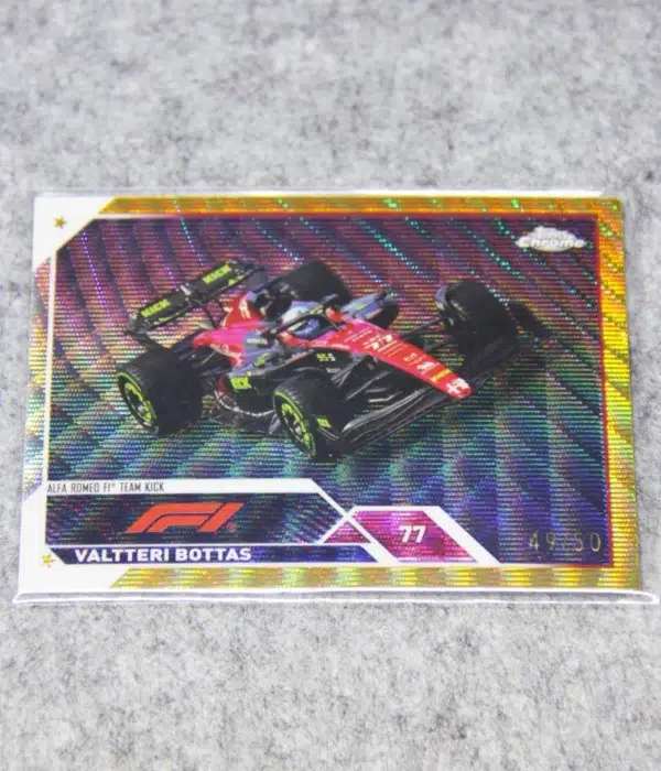2023 Valtteri Bottas #39 Topps Chrome F1 Gold Wave Refractor SN#49 - front