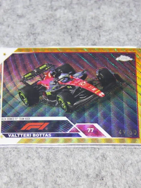 2023 Valtteri Bottas #39 Topps Chrome F1 Gold Wave Refractor SN#49 - front