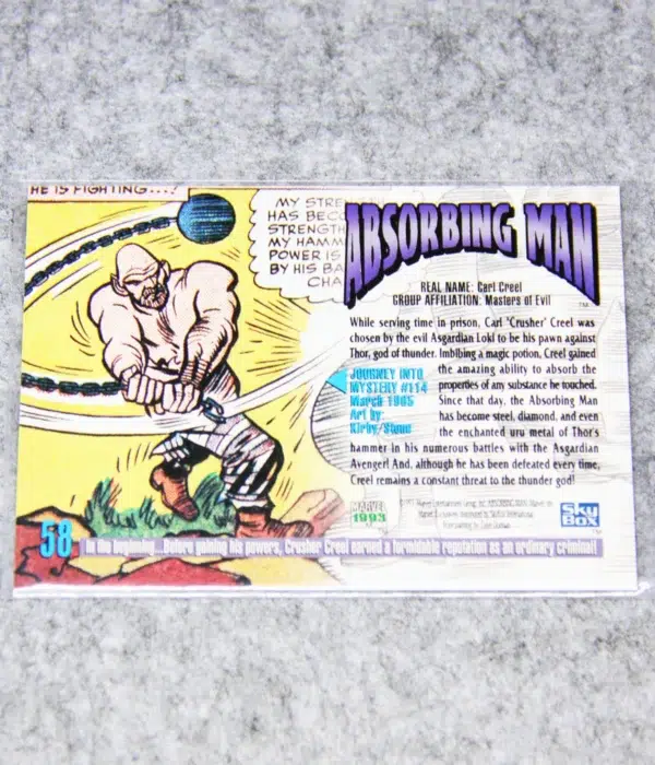 1993 Absorbing Man #58 SkyBox Marvel Masterpieces - back
