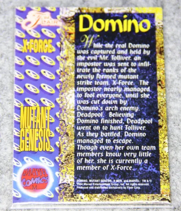 1994 Domino #146 Fleer Marvel Flair '94 X-Force Mutant Genesis - back