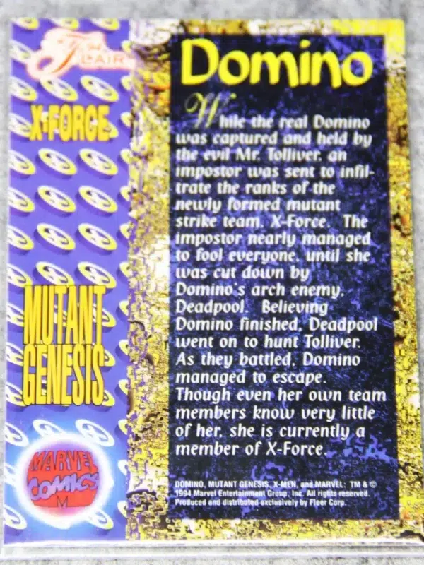 1994 Domino #146 Fleer Marvel Flair '94 X-Force Mutant Genesis - back