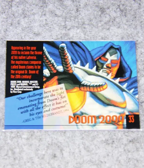 1994 Doom 2099 #33 Fleer Marvel Masterpieces Gold Foil Signature Series - back