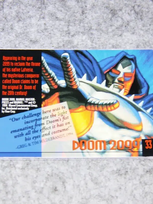 1994 Doom 2099 #33 Fleer Marvel Masterpieces Gold Foil Signature Series - back