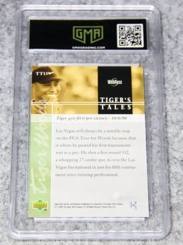 2001 Tiger Woods #TT13 Upper Deck Tiger's Tales Rookie GMA 10 GEM MT - back