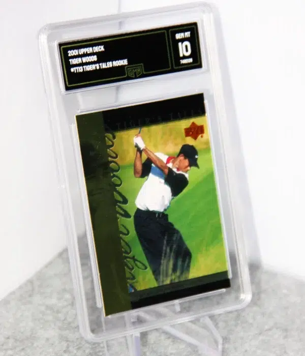 2001 Tiger Woods #TT13 Upper Deck Tiger's Tales Rookie GMA 10 GEM MT - stand