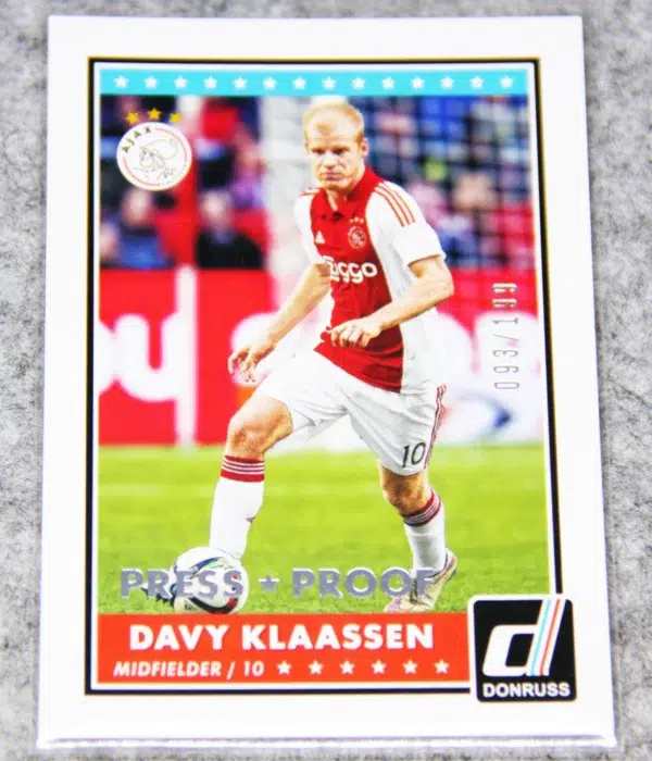 2015 Davy Klaassen #100 Panini Donruss Press Proof Silver SN#93 - front