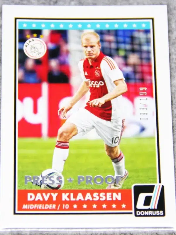 2015 Davy Klaassen #100 Panini Donruss Press Proof Silver SN#93 - front
