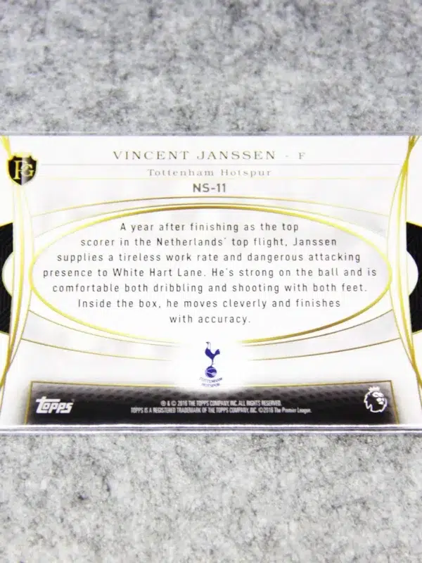 2016-17 Vincent Janssen #NS-11 Topps English Premier League Gold New Signings - back