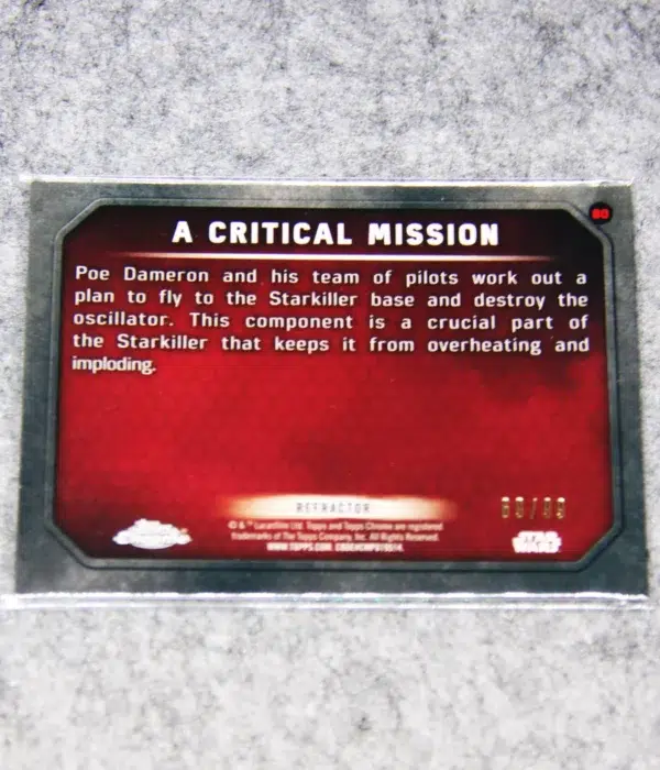 2016 A Critical Mission #80 Topps Star Wars Chrome The Force Awakens Refractor SN#69 - back