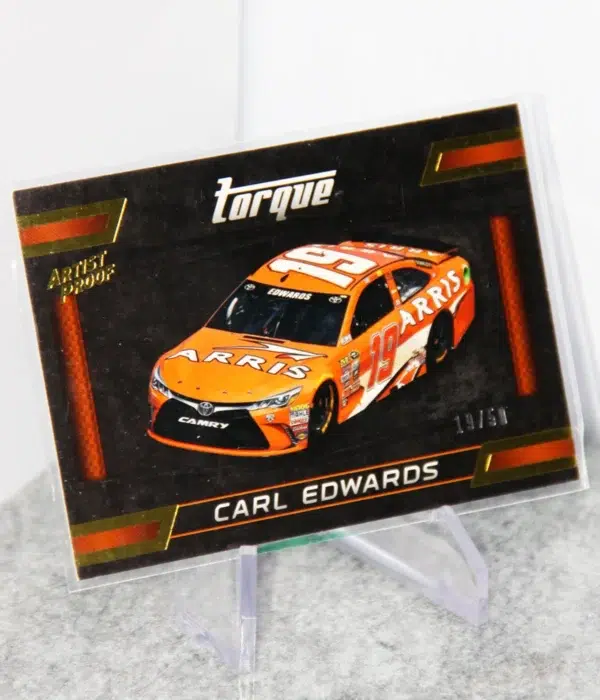 2016 Carl Edwards #82 Panini Nascar Torque Racing Gold Parallel SN#19 - stand