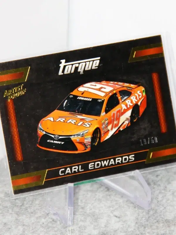 2016 Carl Edwards #82 Panini Nascar Torque Racing Gold Parallel SN#19 - stand