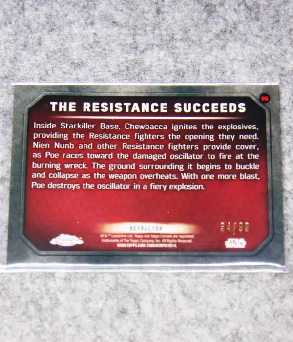 2016 The Resistance Succeeds #96 Topps Star Wars Chrome The Force Awakens Refractor SN#34 - back