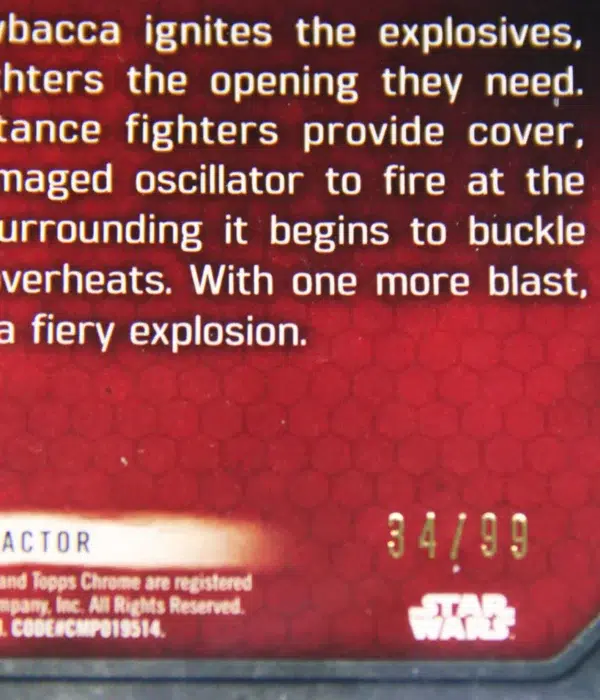 2016 The Resistance Succeeds #96 Topps Star Wars Chrome The Force Awakens Refractor SN#34 - detail