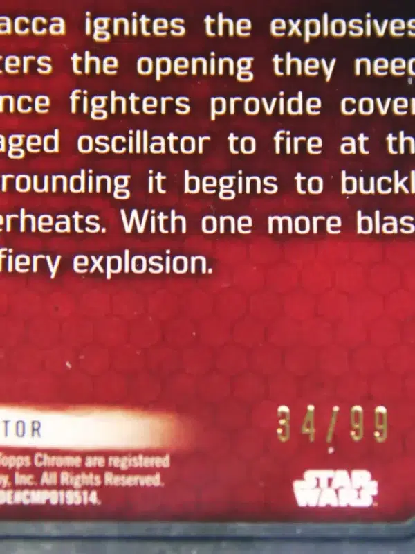 2016 The Resistance Succeeds #96 Topps Star Wars Chrome The Force Awakens Refractor SN#34 - detail
