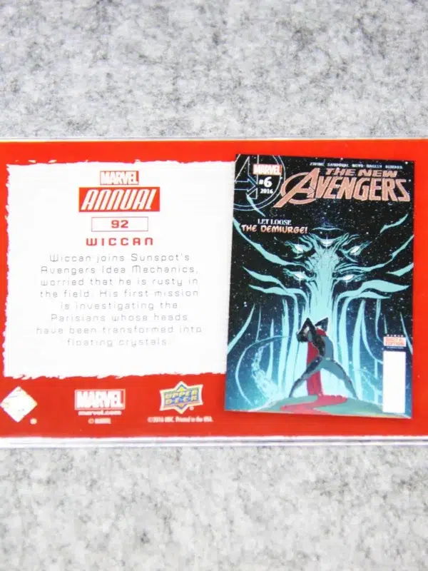 2016 Wiccan #92 Upper Deck Marvel Annual The New Avengers - back