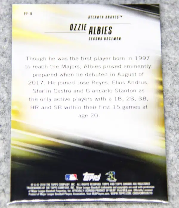 2018 Ozzie Albies #FF-8 Topps Chrome Freshman Flash Refractor RC - back