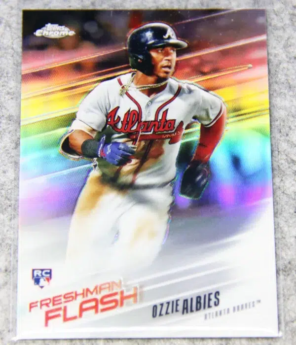 2018 Ozzie Albies #FF-8 Topps Chrome Freshman Flash Refractor RC - front