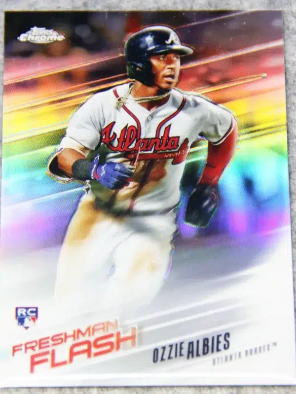 2018 Ozzie Albies #FF-8 Topps Chrome Freshman Flash Refractor RC - front